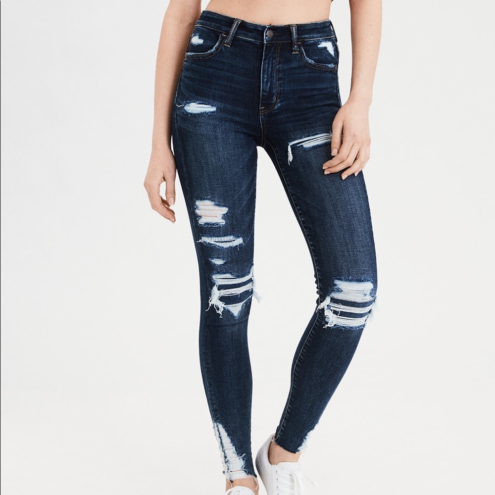 American Eagle Dark Blue HighWaisted Jegging Size8
